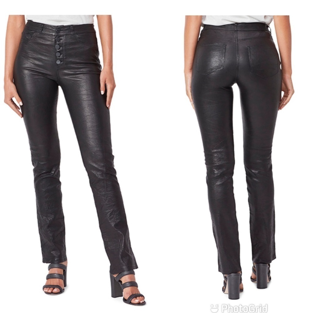 PAIGE Hoxton straight with expsd bts black Lambs Leather New with Tags!